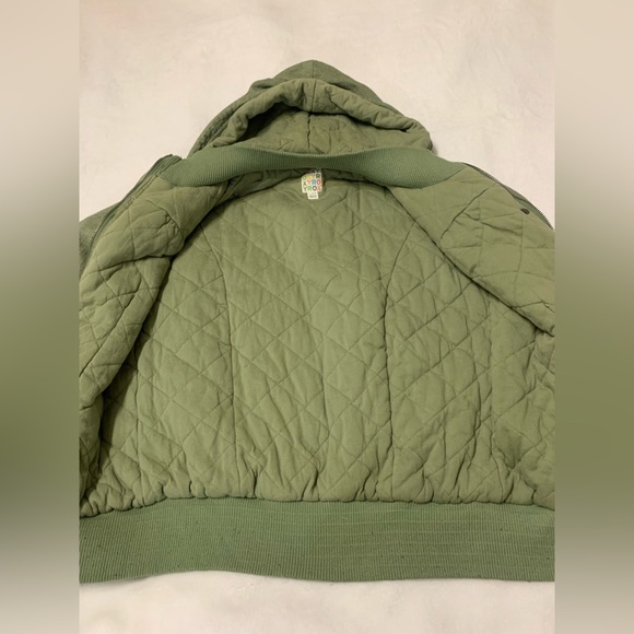 Roxy Women's Hooded Jacket Quilted Lining 100% Cotton Pockets Green Size L - Picture 5 of 10